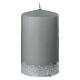 Set of 4 Pearl Grey Candles with Snowy Trees Decoration 10x6 cm s3