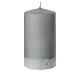 Set of 4 pearl grey candles with snowy trees decoration, 5x3 in s3