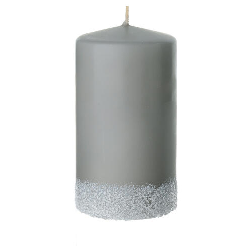 Conjunto 4 velas cinza pérola decoração árvores nevadas 13x7 cm 3