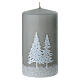 Set of 4 pearl gray candles with snowy tree decoration, 13x7 cm s2