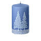 Set of 4 light blue candles with snowy forest decoration, 4x2.5 in s2