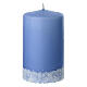 Set of 4 light blue candles with snowy forest decoration, 4x2.5 in s3