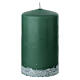Set of 4 green candles with snowy forest decoration 10x6 cm s3