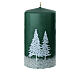Set of 4 green candles with snowy forest decor, 5x3 in s2
