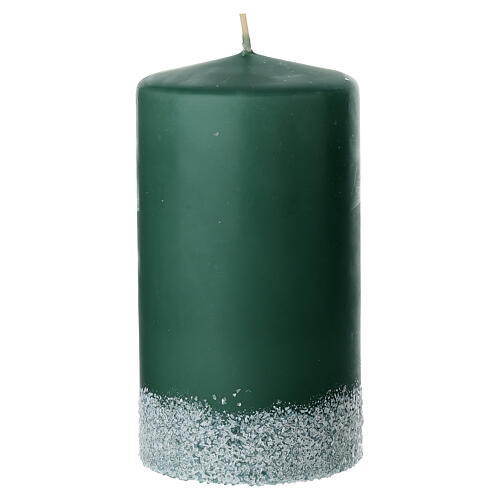 Set 4 green candles forest decor snowy 13x7 cm 3