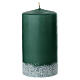Set 4 green candles forest decor snowy 13x7 cm s3