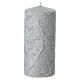 Caja 4 velas gris perla decoradas blanco 13x6 cm s3