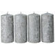 Box 4 candele grigio perla decorate bianco 13x6 cm s1