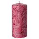 Caja 4 velas rojas perla decoradas blanco 13x6 cm s2