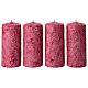 Coffret 4 bougies rouge perle décorées blanc 13x6 cm s1
