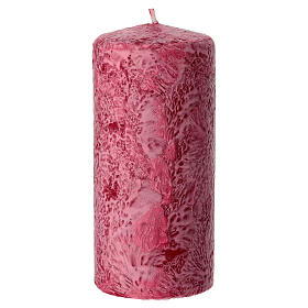 Box 4 candele rossa perla decorate bianco 13x6 cm