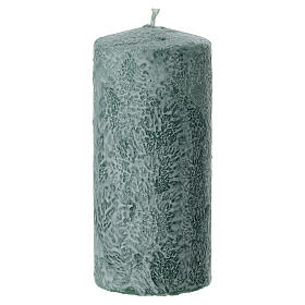 Box 4 candele verde decorate bianco 13x6 cm