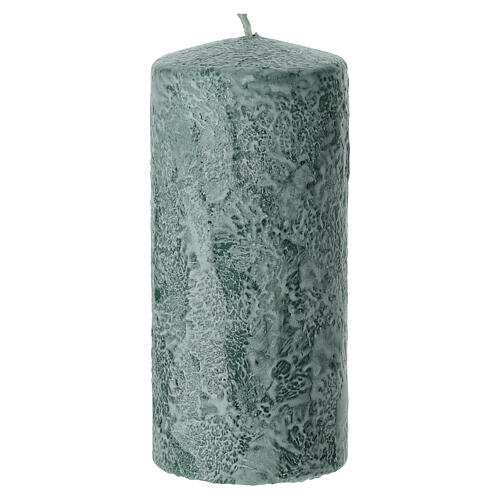 Box 4 candele verde decorate bianco 13x6 cm 3