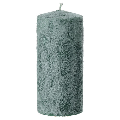 Caixa 4 velas verde decoradas branco 13x6 cm 2
