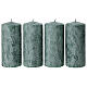 Box 4 green white decorated candles, 13x6 cm s1