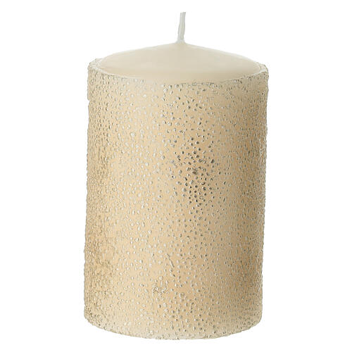 Set 4 velas blancas con efecto perlas doradas 10x6 cm 2