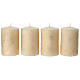 Set 4 candele bianche con effetto perline dorato 10x6 cm s1