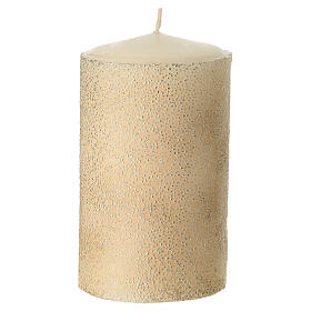 Set 4 candele bianche con effetto perline dorato 13x7 cm
