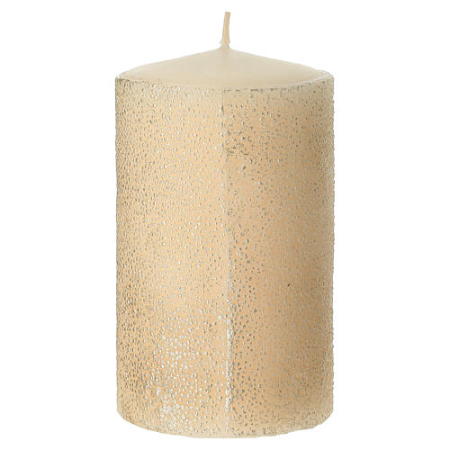 Conjunto de 4 velas brancas com efeito de contas douradas 13x7 cm 3