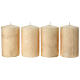 Conjunto de 4 velas brancas com efeito de contas douradas 13x7 cm s1