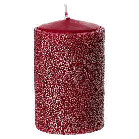 Set of 4 red candles with bead effect, 4x2.5 in