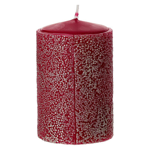 Set 4 velas rojas con efecto de cuentas 10x6 cm 3