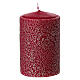 Set 4 candele rosse con effetto perline 10x6 cm s2