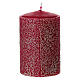 Set 4 candele rosse con effetto perline 10x6 cm s3