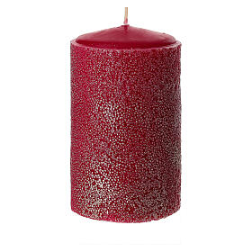Weihnachtskerzen, Set zu 4 Stück, rot, mit Perleffekt und goldfarbenen Akzenten – 13 × 7,5 cm