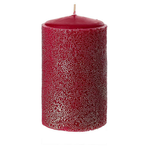 Set 4 velas rojas con efecto de perlas 13x7 cm 2
