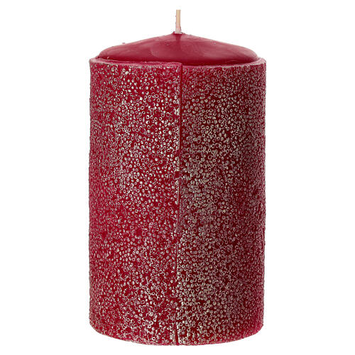 Set 4 velas rojas con efecto de perlas 13x7 cm 3
