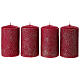 Set 4 velas rojas con efecto de perlas 13x7 cm s1