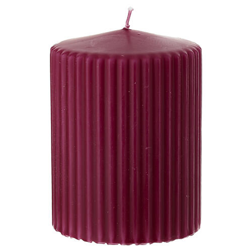 Weihnachtskerzen, Set zu 4 Stück, rot, mit Ton-in-Ton-Streifendekor – 9 × 7 cm 3