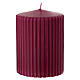 Weihnachtskerzen, Set zu 4 Stück, rot, mit Ton-in-Ton-Streifendekor – 9 × 7 cm s3