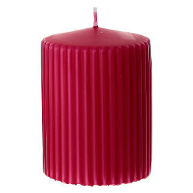 Caja 4 velas a rayas rojas 9x7 cm