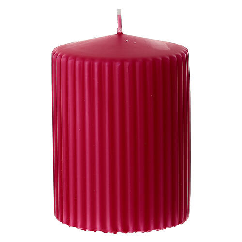 Caja 4 velas a rayas rojas 9x7 cm 2