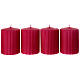 Caixa 4 velas com riscas vermelhas 9x7 cm s1