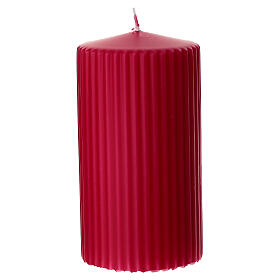 Caja 4 velas rayas rojas 13x7 cm