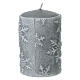 Set of 4 pearl grey candles with snowflakes, 4x2.5 in s3