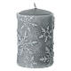 Set 4 candele grigio perla con fiocchi di neve 10x6 cm s2