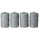 Set 4 velas gris perla con copos de nieve 13x7 cm s1