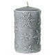 Set 4 velas gris perla con copos de nieve 13x7 cm s2