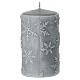 Set 4 velas gris perla con copos de nieve 13x7 cm s3