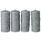 Set 4 velas gris perla con copos de nieve 15x6 cm s1