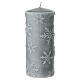 Pearl gray candles with snowflakes 4 pcs, 15x6 cm s2