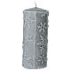 Pearl gray candles with snowflakes 4 pcs, 15x6 cm s3