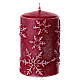 Set 4 candele rosse con fiocchi di neve 10x6 cm s2