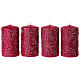 Set 4 velas rojas con copos de nieve 13x7 cm s1