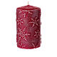 Set 4 velas rojas con copos de nieve 13x7 cm s2