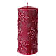 Conjunto 4 velas rojas con copos de nieve 15x5 cm s2